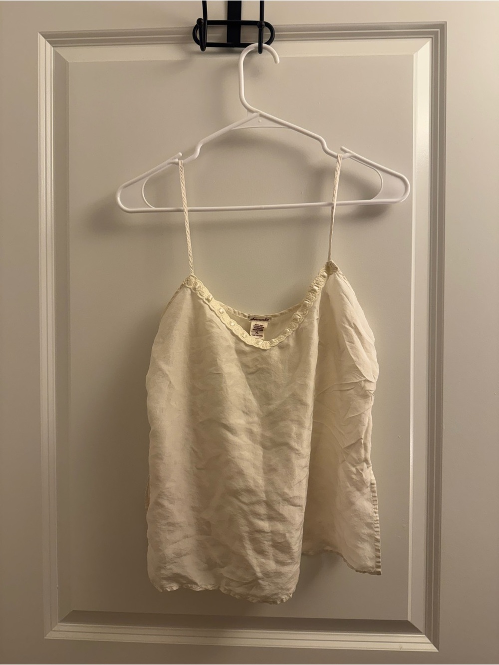 Abercrombie Y2K Early 2000s 100% Silk Lace-Trim Cami